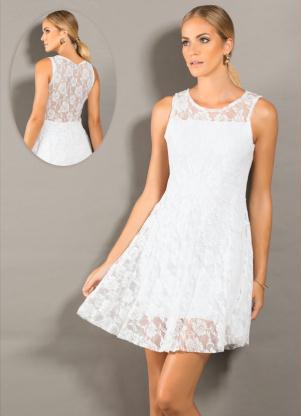 vestido renda branca vestido curto estampado modelo trapÃ©zio vestido ...